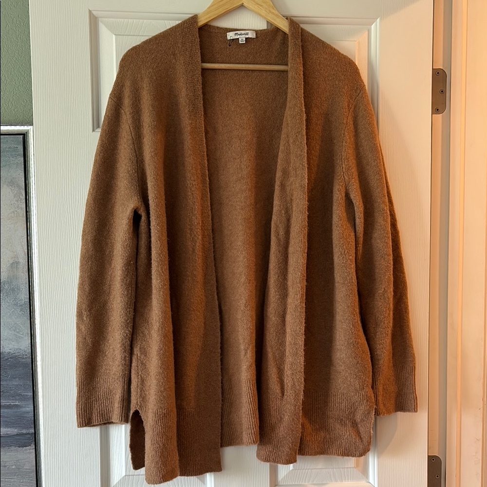 Madewell Cozy Brown Open-Front Cardigan Sweater (XL)
